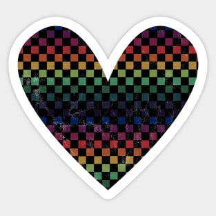 80s Checkered Rainbow Heart Sticker